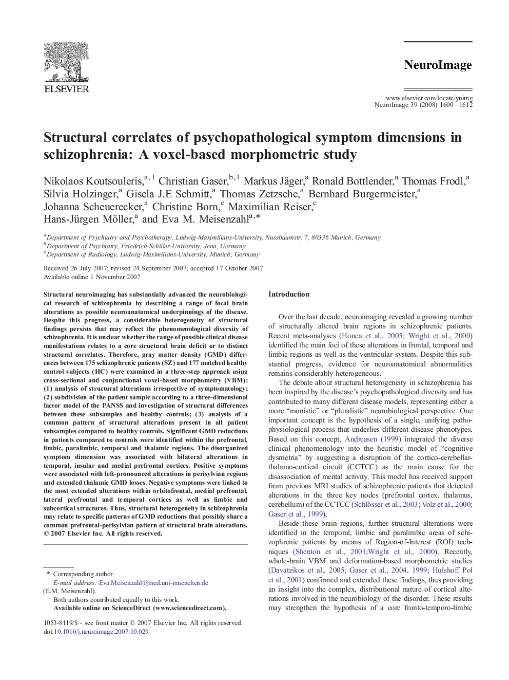 Structural correlates of psychopathological symptom dimensions in schizophrenia: A voxel-based morphometric study