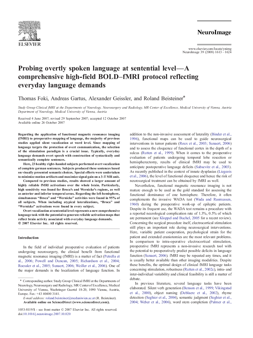 Probing overtly spoken language at sentential level—A comprehensive high-field BOLD–fMRI protocol reflecting everyday language demands