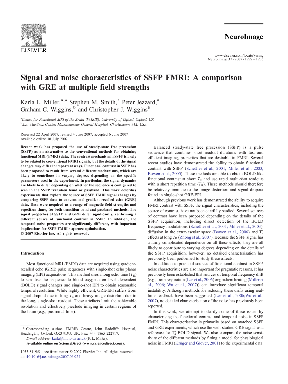 Signal and noise characteristics of SSFP FMRI: A comparison with GRE at multiple field strengths