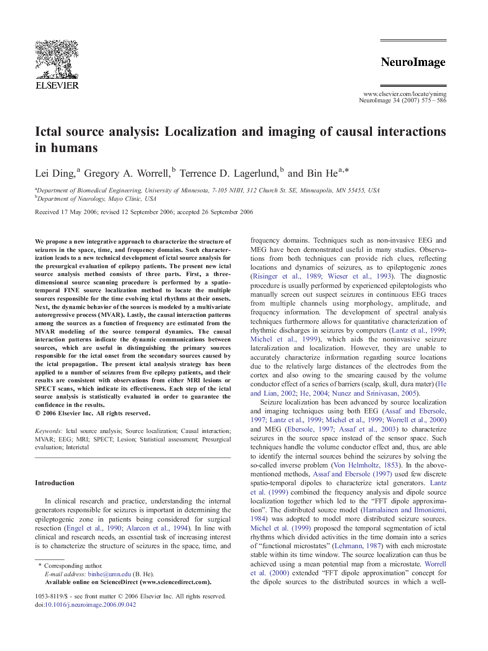 Ictal source analysis: Localization and imaging of causal interactions in humans