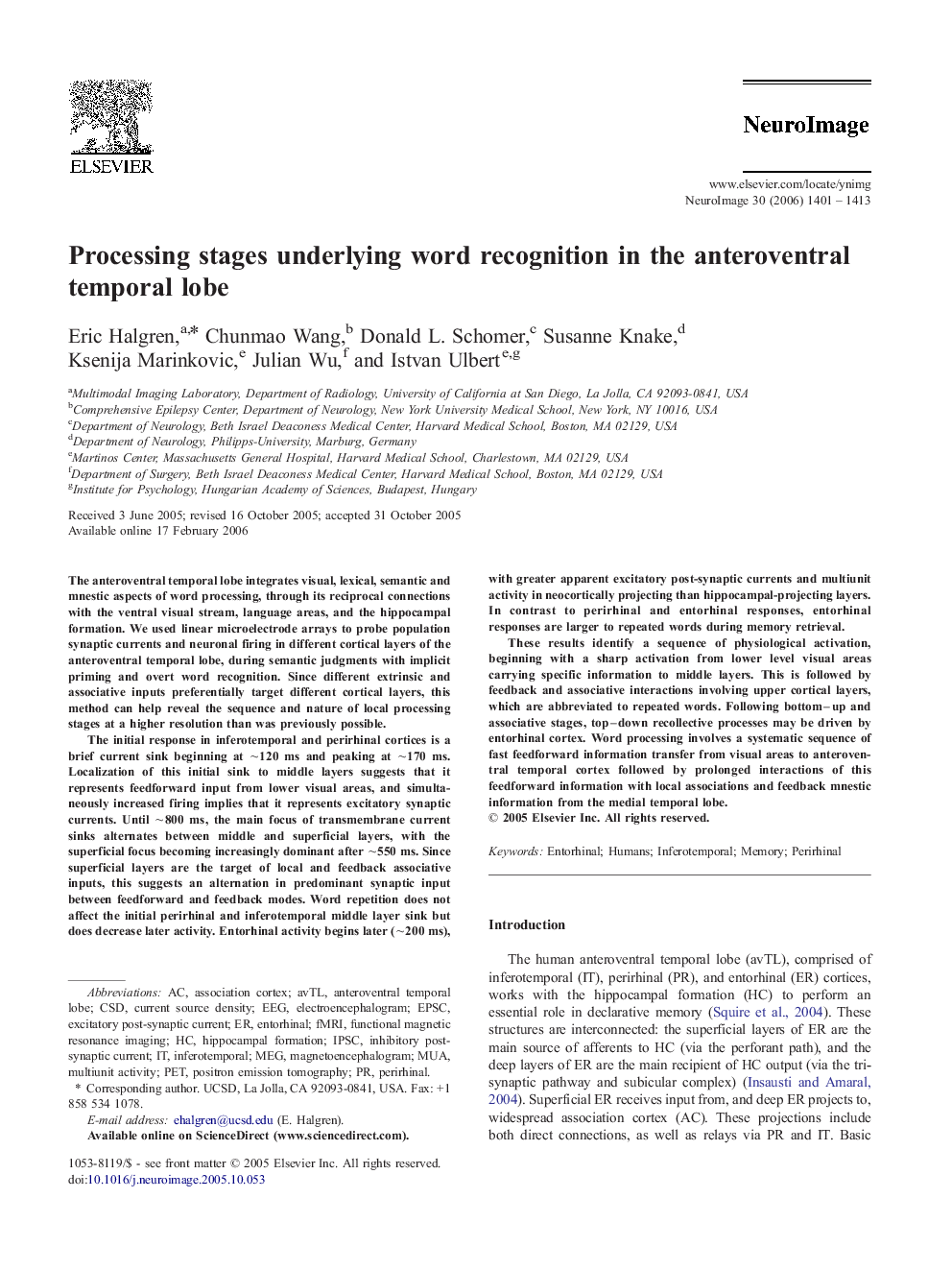 Processing stages underlying word recognition in the anteroventral temporal lobe