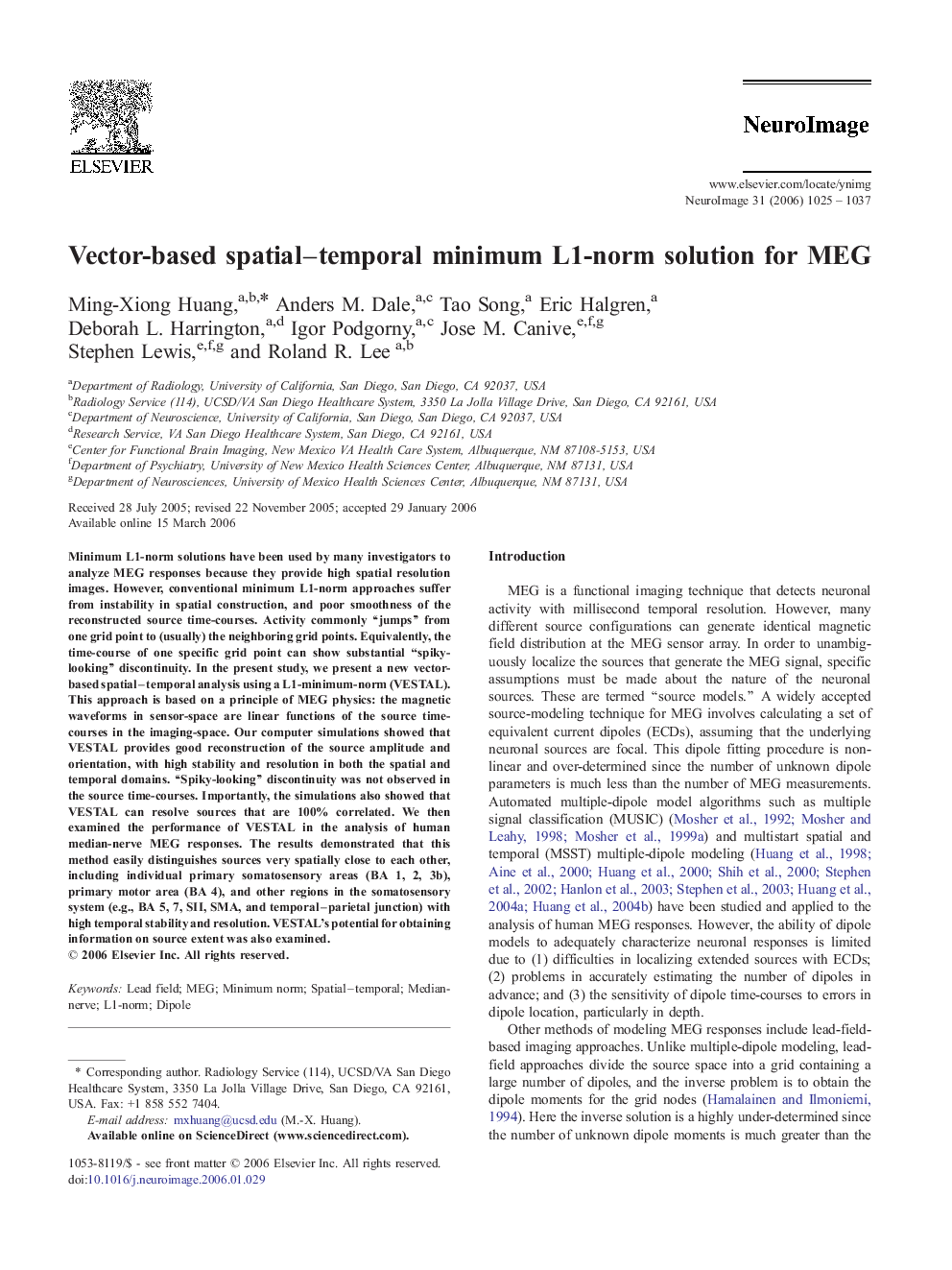 Vector-based spatial–temporal minimum L1-norm solution for MEG