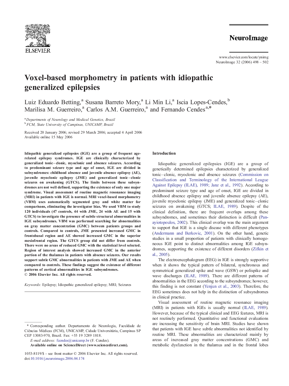 Voxel-based morphometry in patients with idiopathic generalized epilepsies