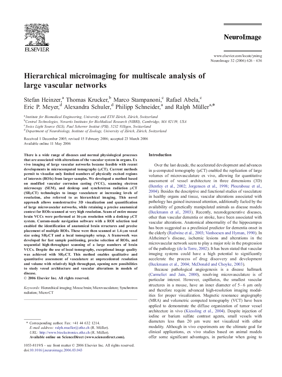 Hierarchical microimaging for multiscale analysis of large vascular networks