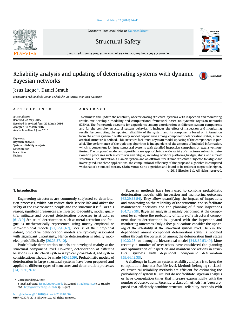 Reliability analysis and updating of deteriorating systems with dynamic Bayesian networks