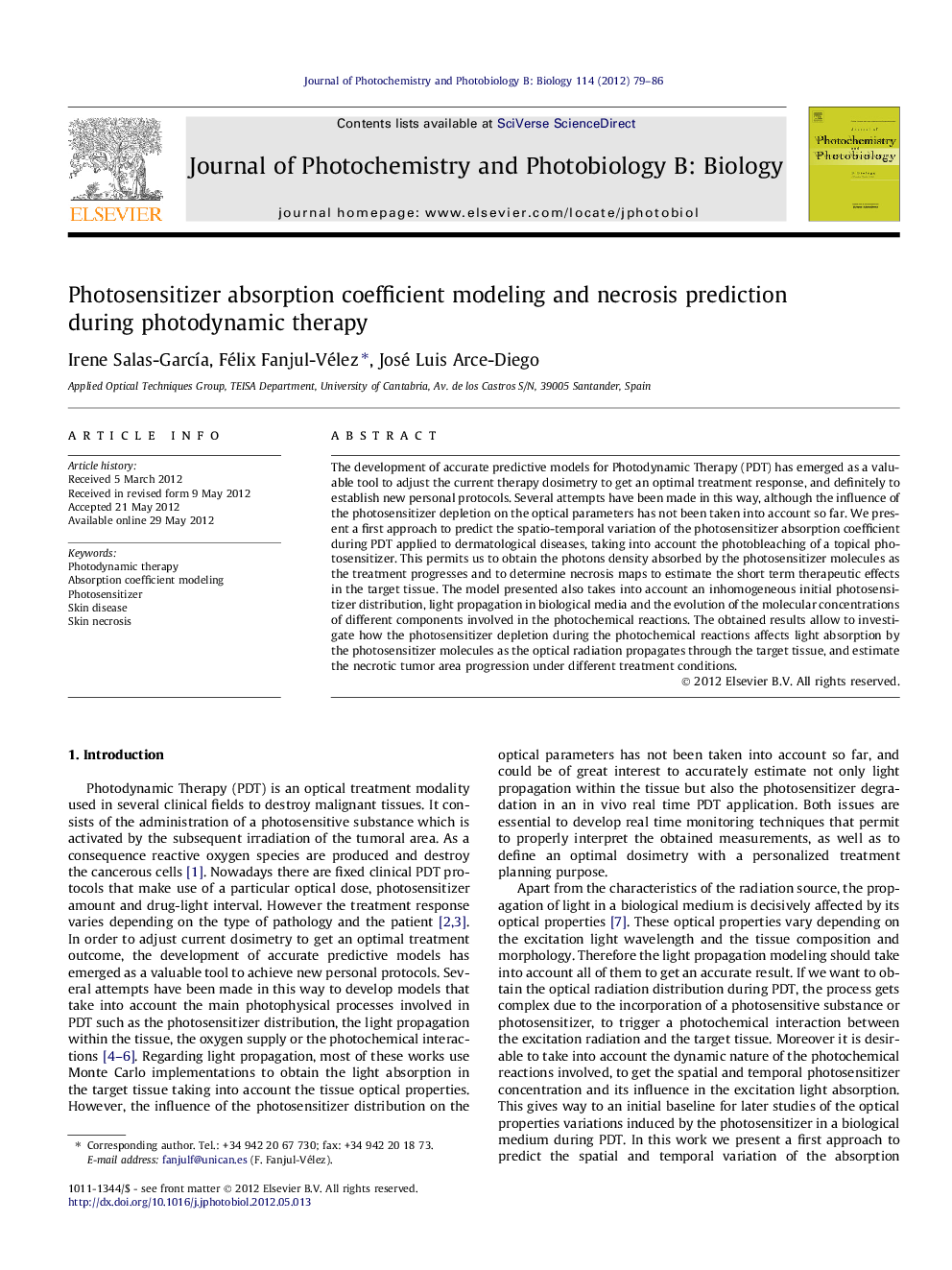 Photosensitizer absorption coefficient modeling and necrosis prediction during photodynamic therapy