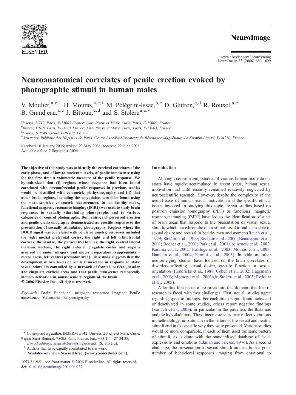 Neuroanatomical correlates of penile erection evoked by photographic stimuli in human males