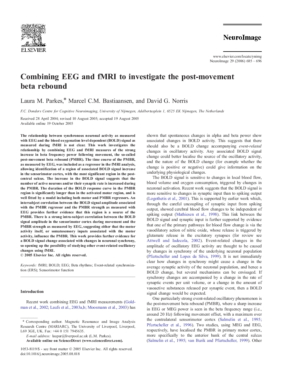 Combining EEG and fMRI to investigate the post-movement beta rebound