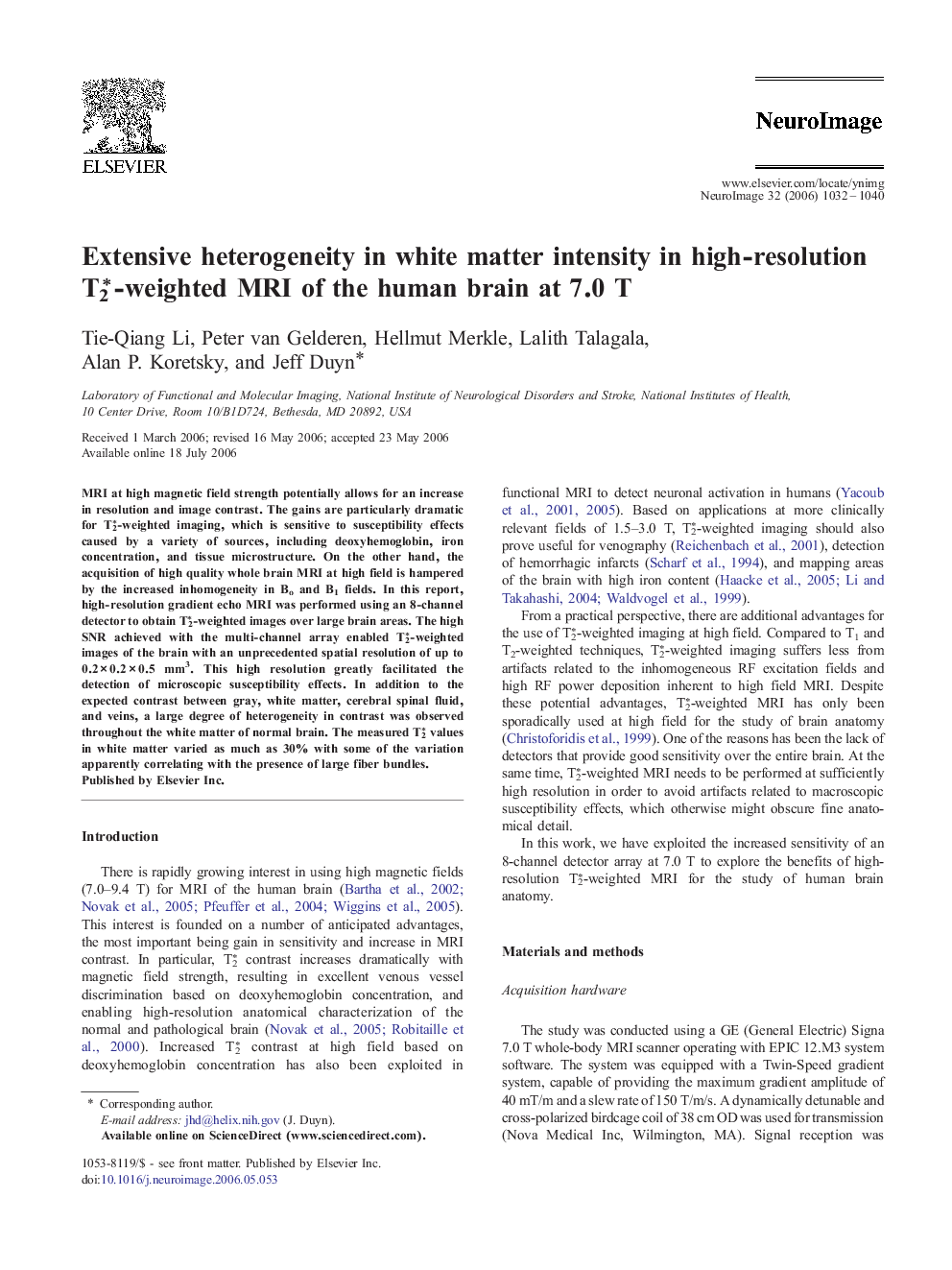 Extensive heterogeneity in white matter intensity in high-resolution T2*-weighted MRI of the human brain at 7.0 T