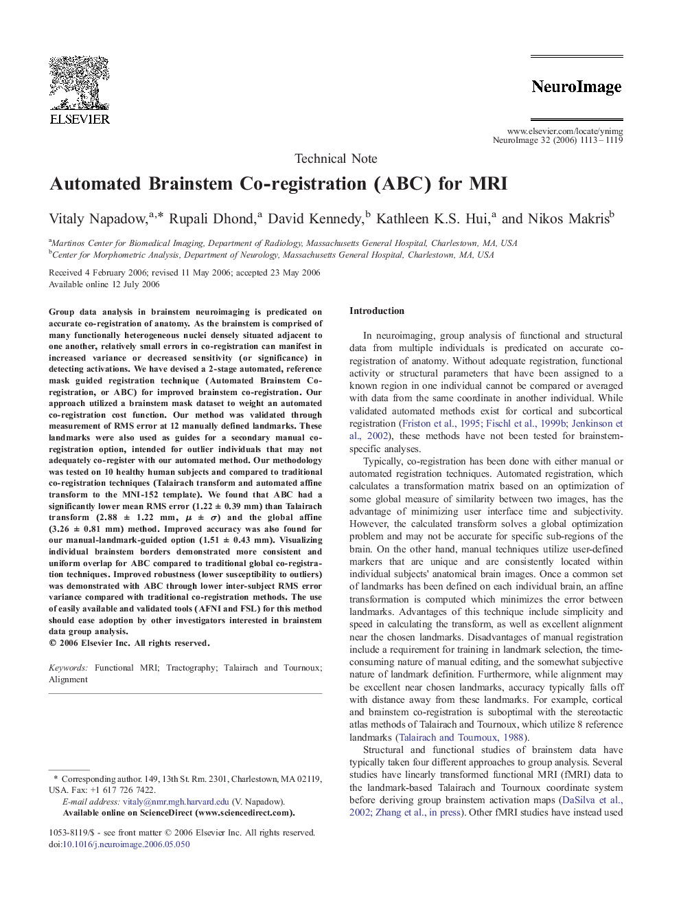 Automated Brainstem Co-registration (ABC) for MRI