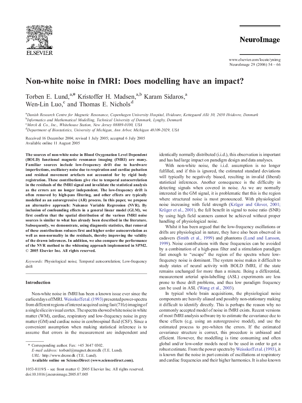 Non-white noise in fMRI: Does modelling have an impact?