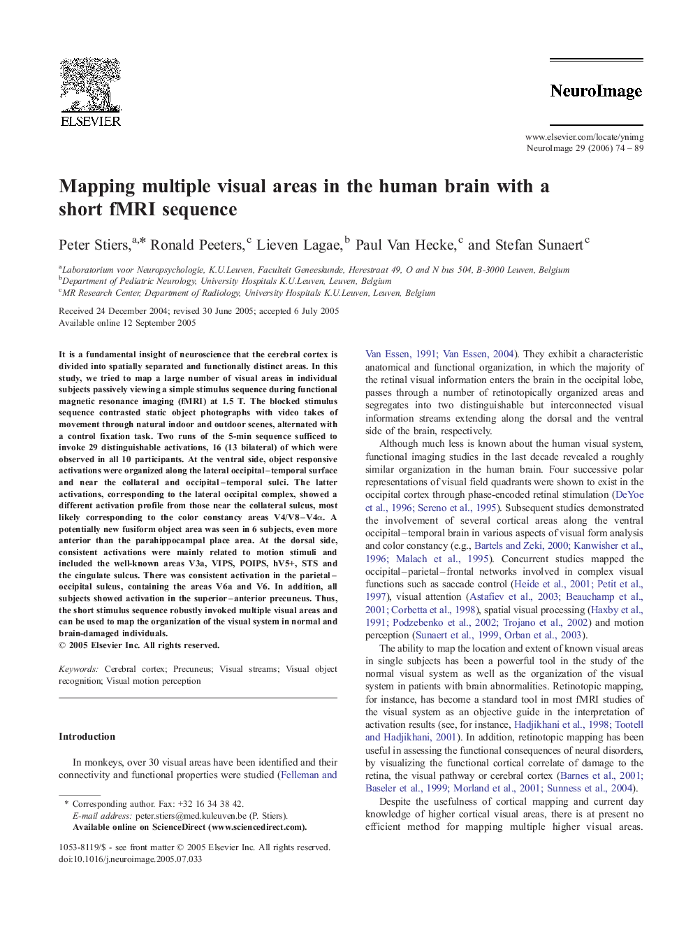 Mapping multiple visual areas in the human brain with a short fMRI sequence