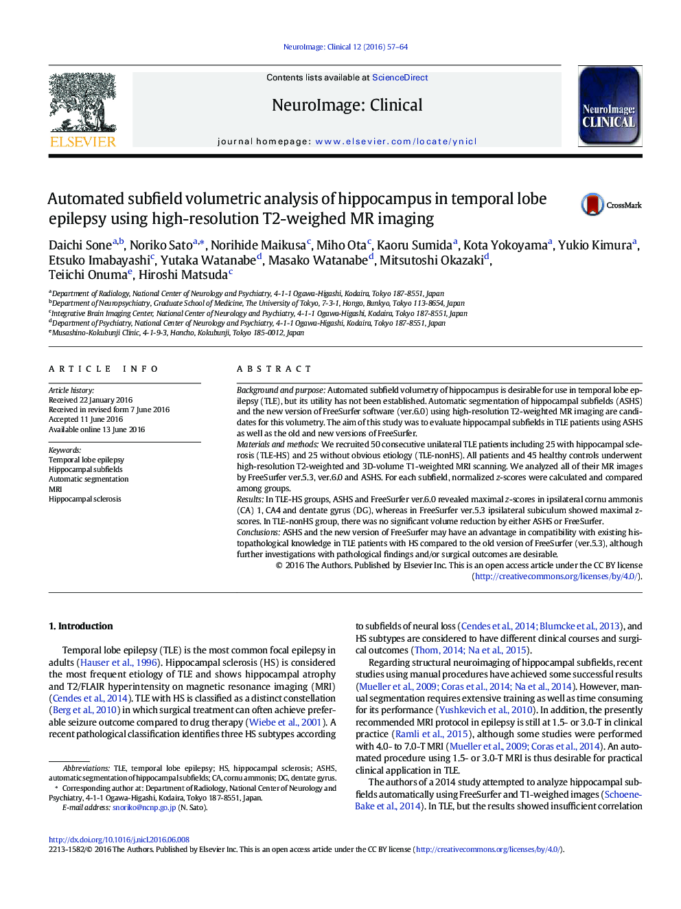 Automated subfield volumetric analysis of hippocampus in temporal lobe epilepsy using high-resolution T2-weighed MR imaging