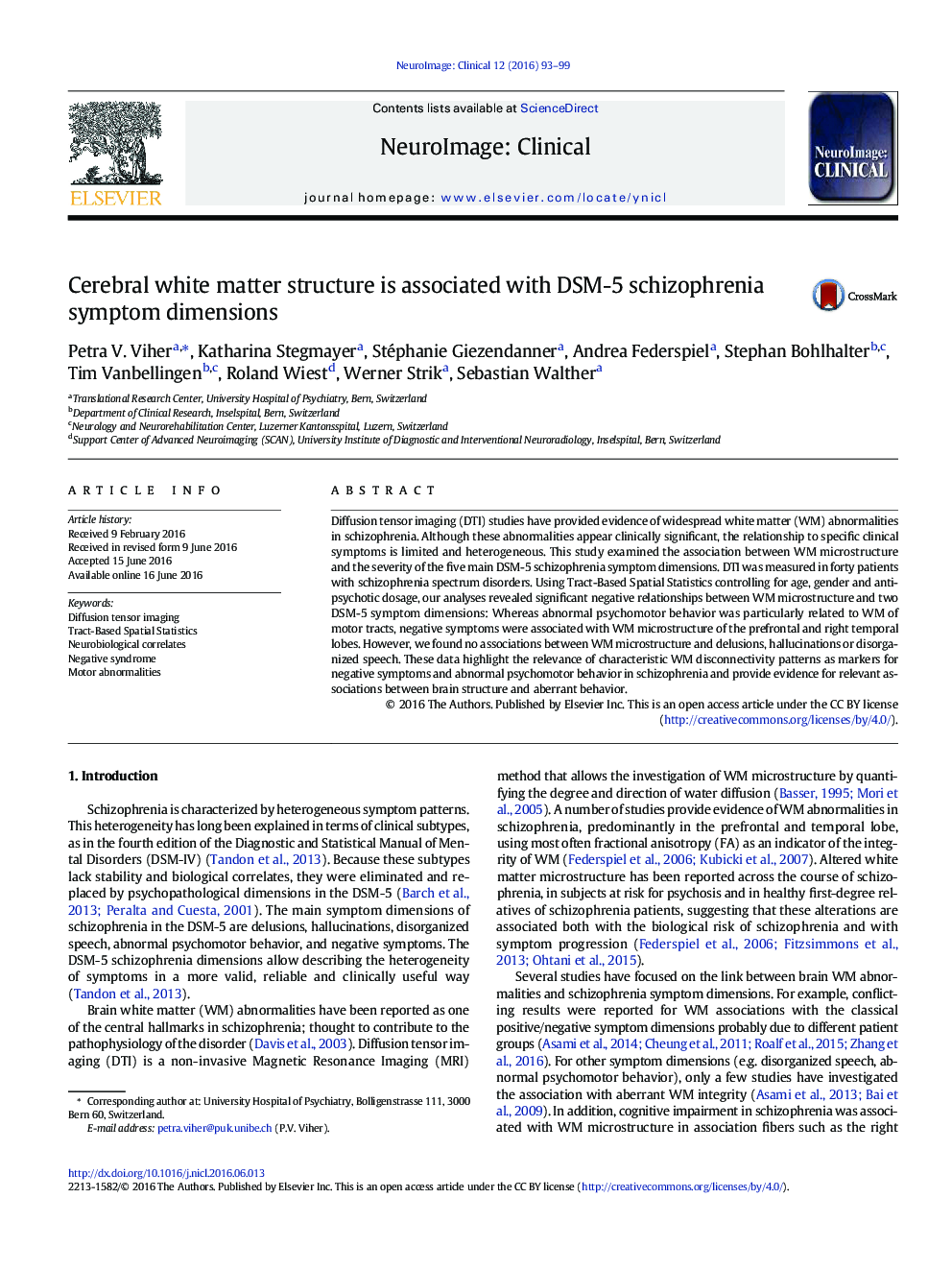 Cerebral white matter structure is associated with DSM-5 schizophrenia symptom dimensions