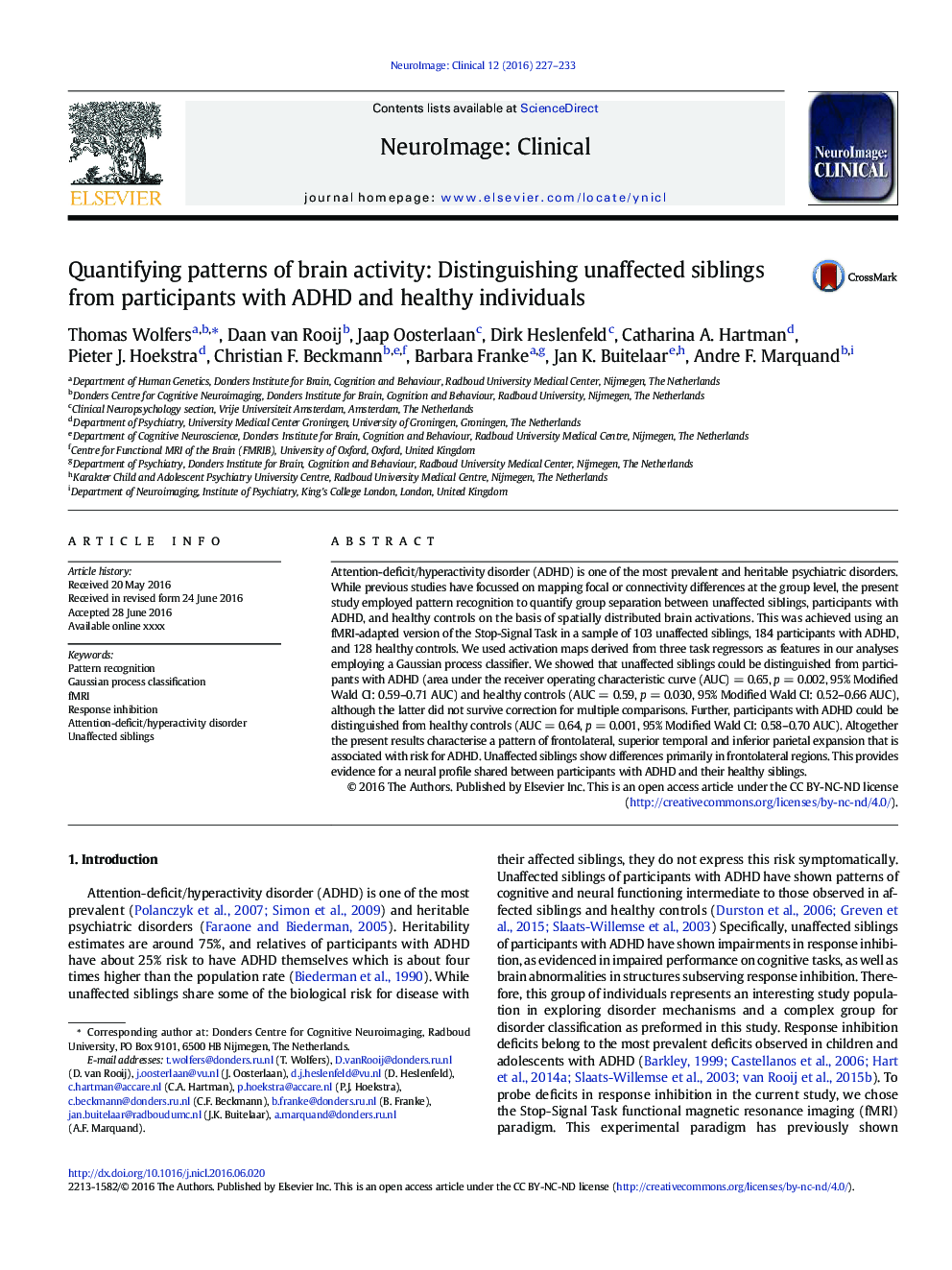 Quantifying patterns of brain activity: Distinguishing unaffected siblings from participants with ADHD and healthy individuals