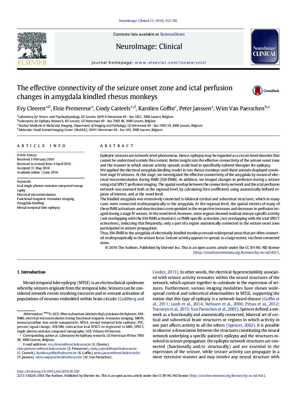 The effective connectivity of the seizure onset zone and ictal perfusion changes in amygdala kindled rhesus monkeys