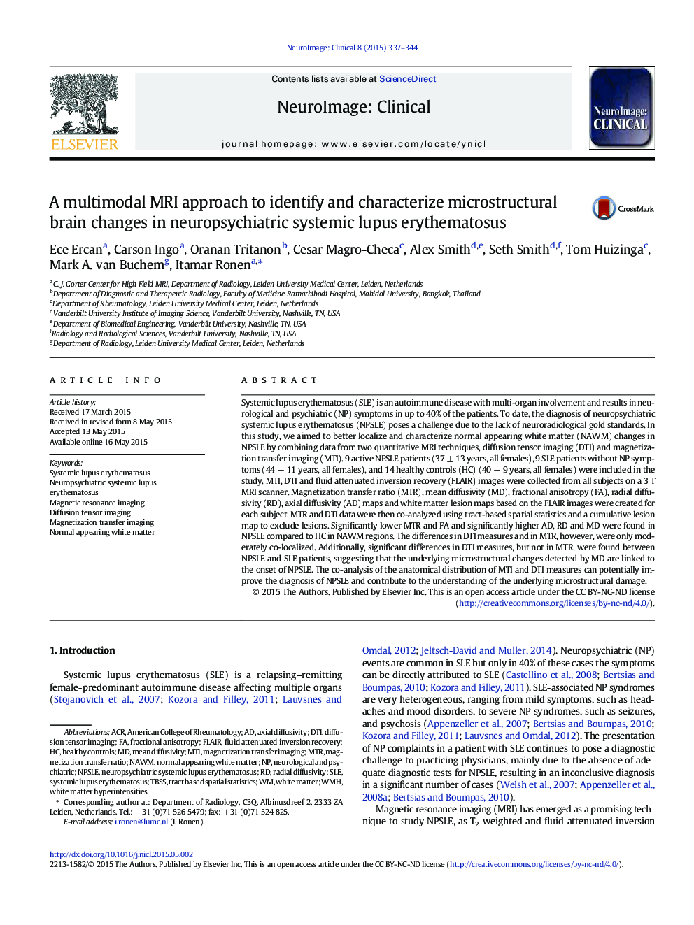 A multimodal MRI approach to identify and characterize microstructural brain changes in neuropsychiatric systemic lupus erythematosus