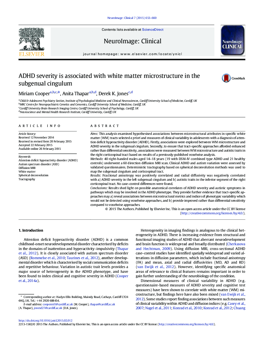 ADHD severity is associated with white matter microstructure in the subgenual cingulum