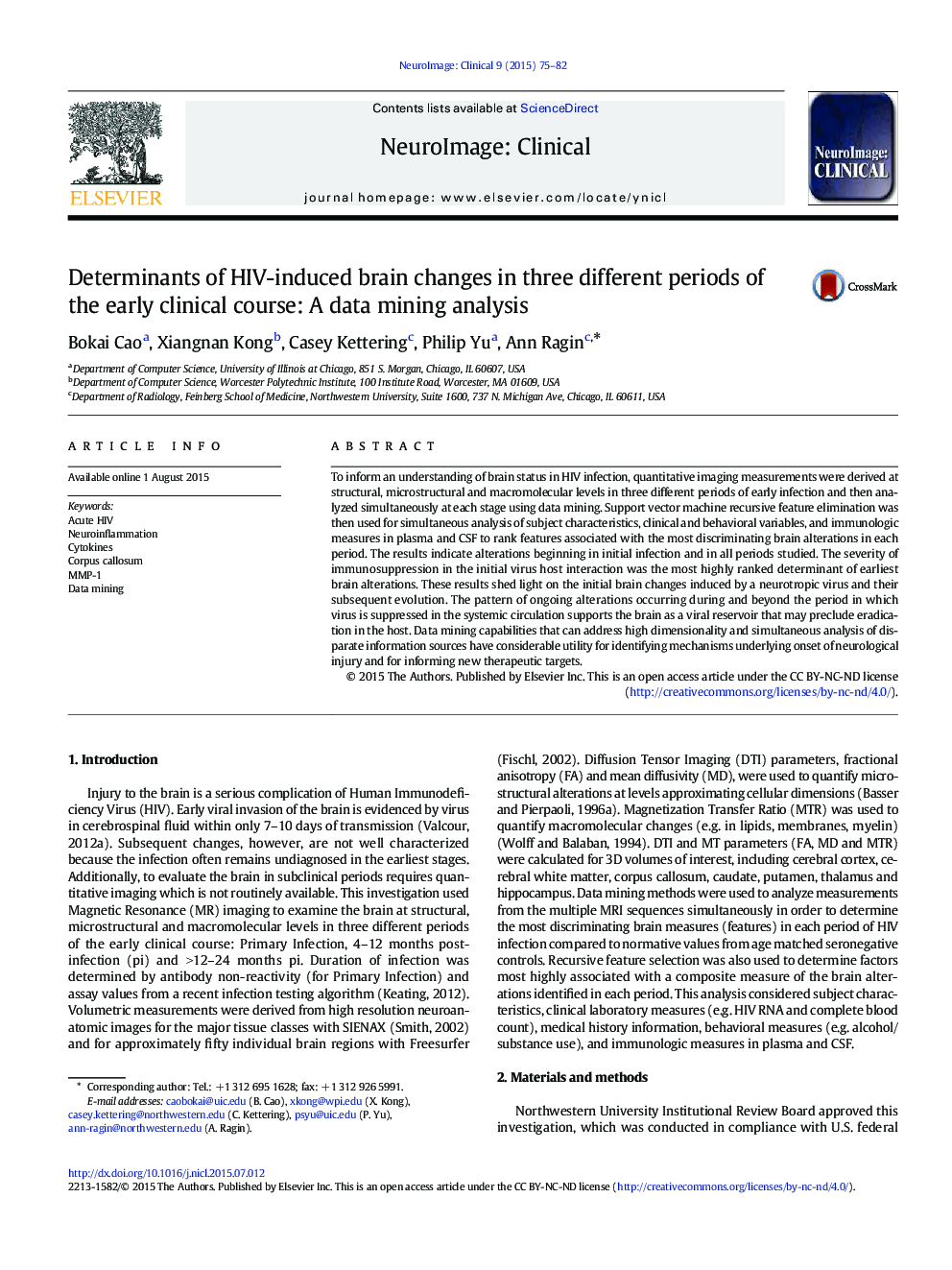 Determinants of HIV-induced brain changes in three different periods of the early clinical course: A data mining analysis