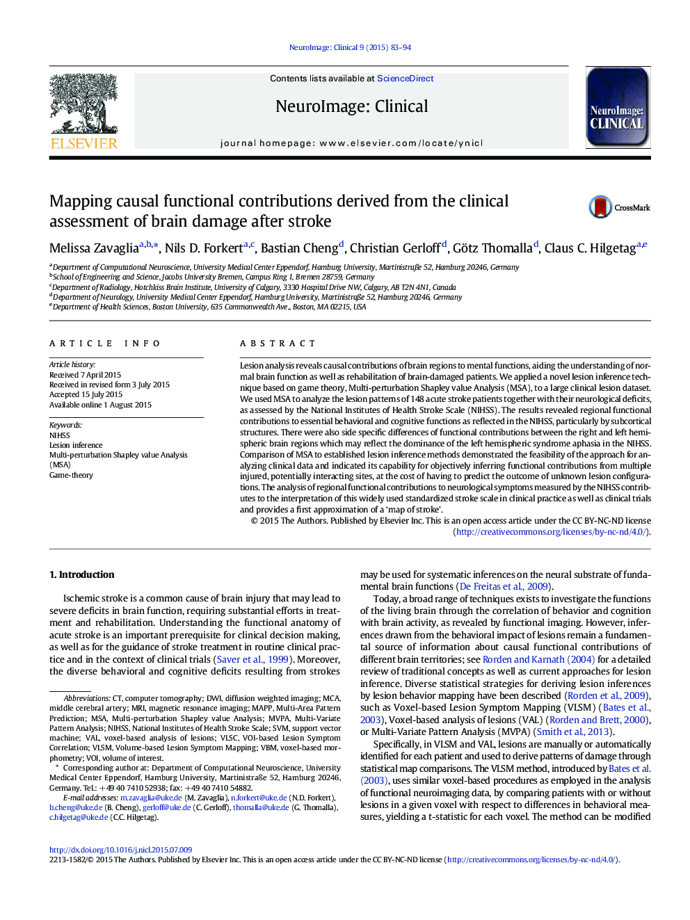 Mapping causal functional contributions derived from the clinical assessment of brain damage after stroke