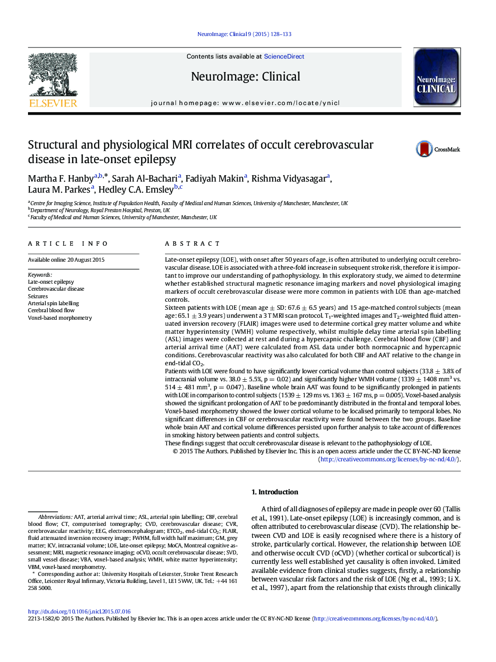 Structural and physiological MRI correlates of occult cerebrovascular disease in late-onset epilepsy