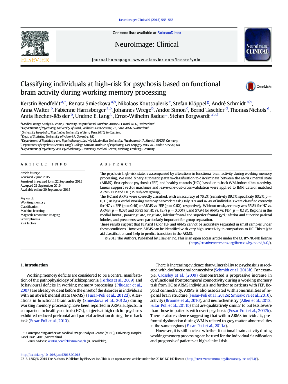 Classifying individuals at high-risk for psychosis based on functional brain activity during working memory processing