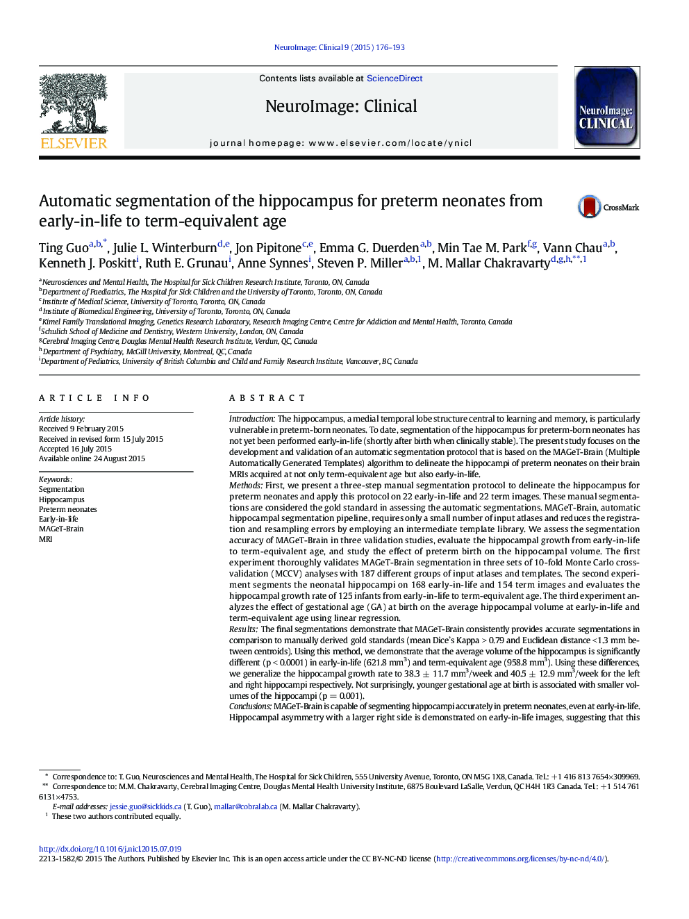 Automatic segmentation of the hippocampus for preterm neonates from early-in-life to term-equivalent age