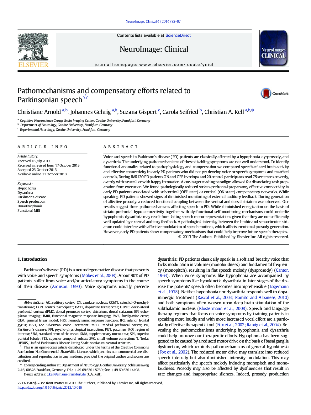 Pathomechanisms and compensatory efforts related to Parkinsonian speech 