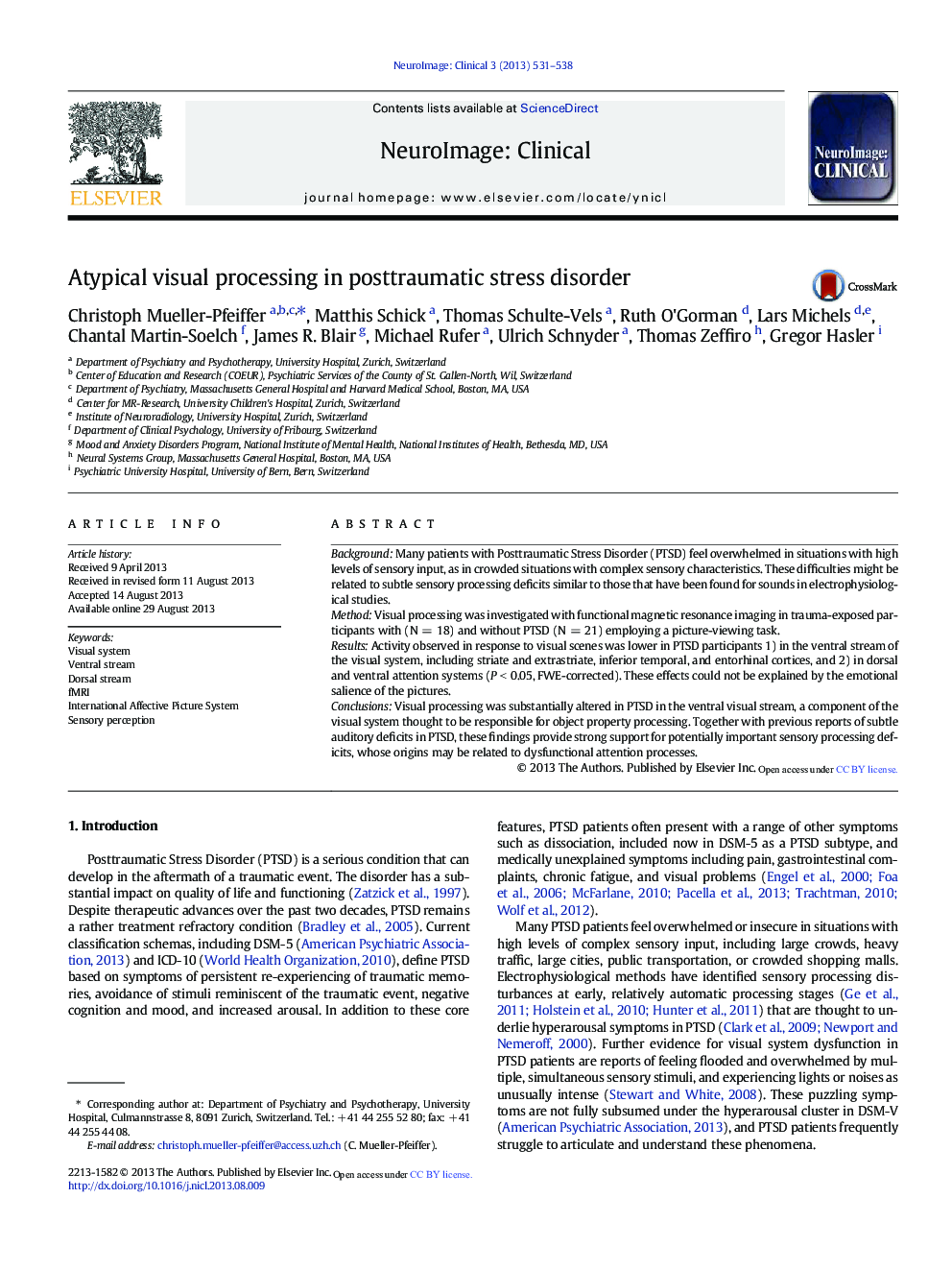 Atypical visual processing in posttraumatic stress disorder