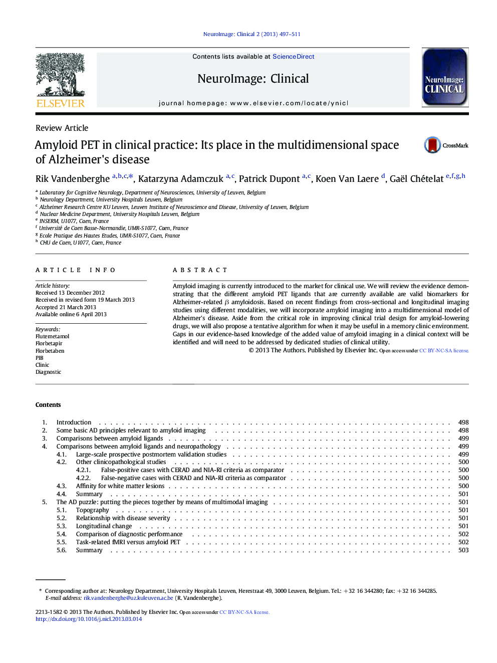 Amyloid PET in clinical practice: Its place in the multidimensional space of Alzheimer's disease