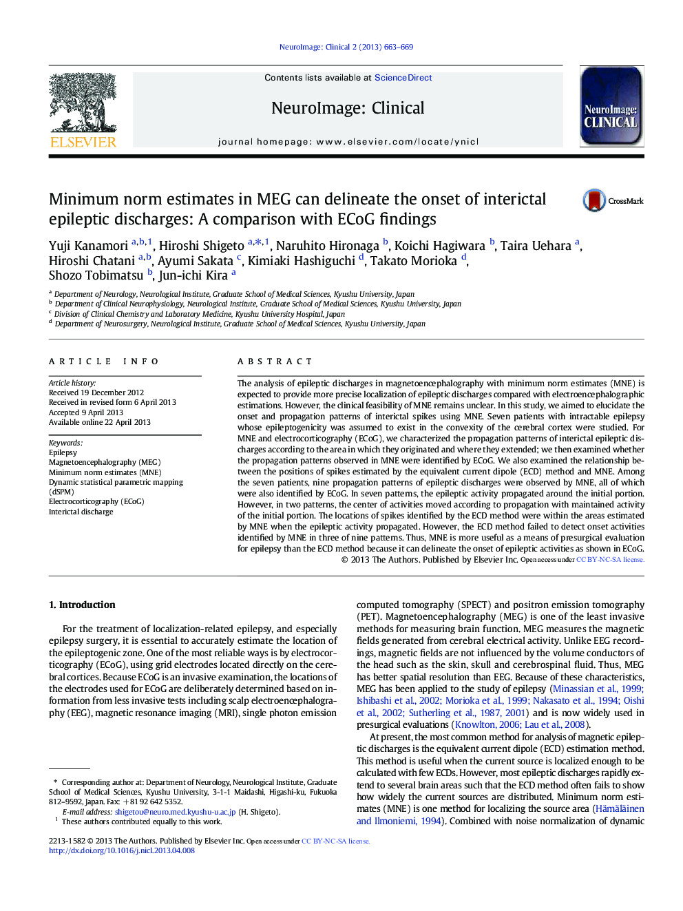 Minimum norm estimates in MEG can delineate the onset of interictal epileptic discharges: A comparison with ECoG findings