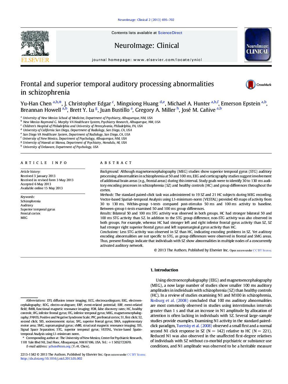 عکس صفحه اول مقاله: Frontal and superior temporal auditory processing abnormalities in schizophrenia Frontal and superior temporal auditory processing abnormalities in schizophrenia