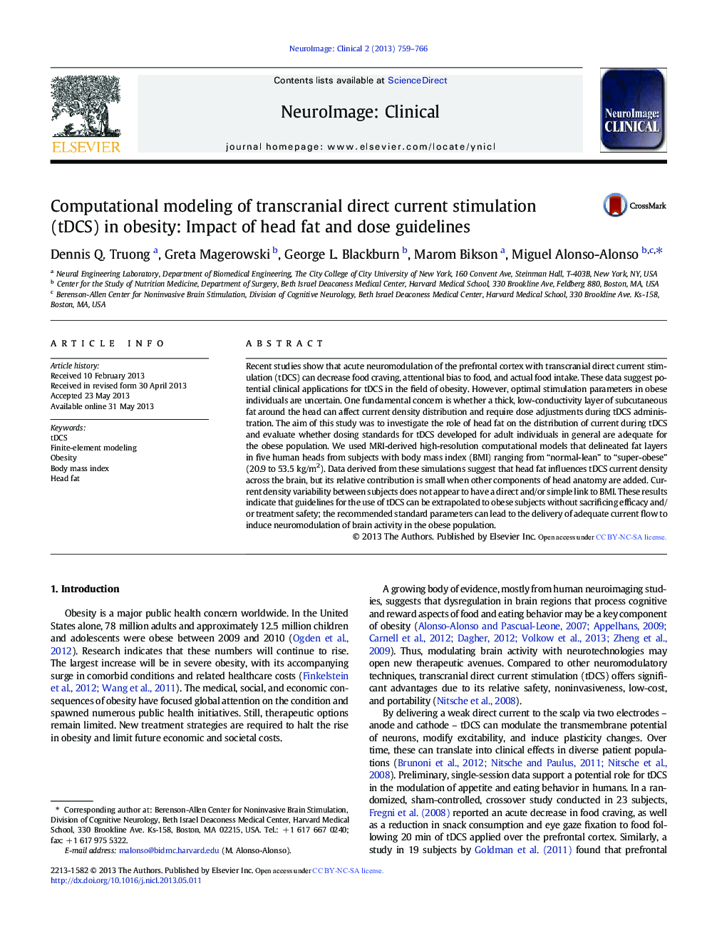 Computational modeling of transcranial direct current stimulation (tDCS) in obesity: Impact of head fat and dose guidelines