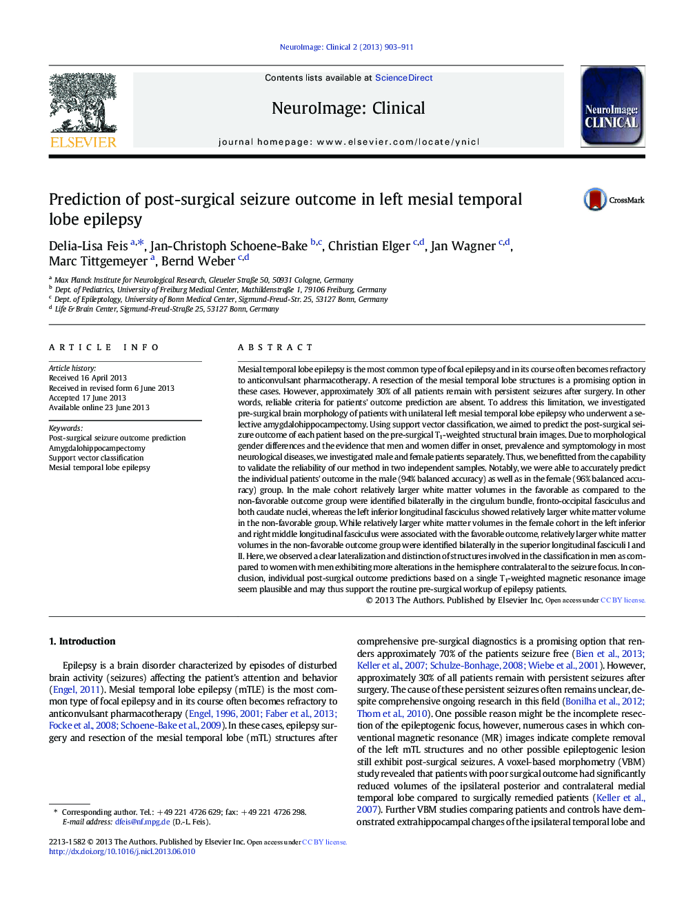 Prediction of post-surgical seizure outcome in left mesial temporal lobe epilepsy