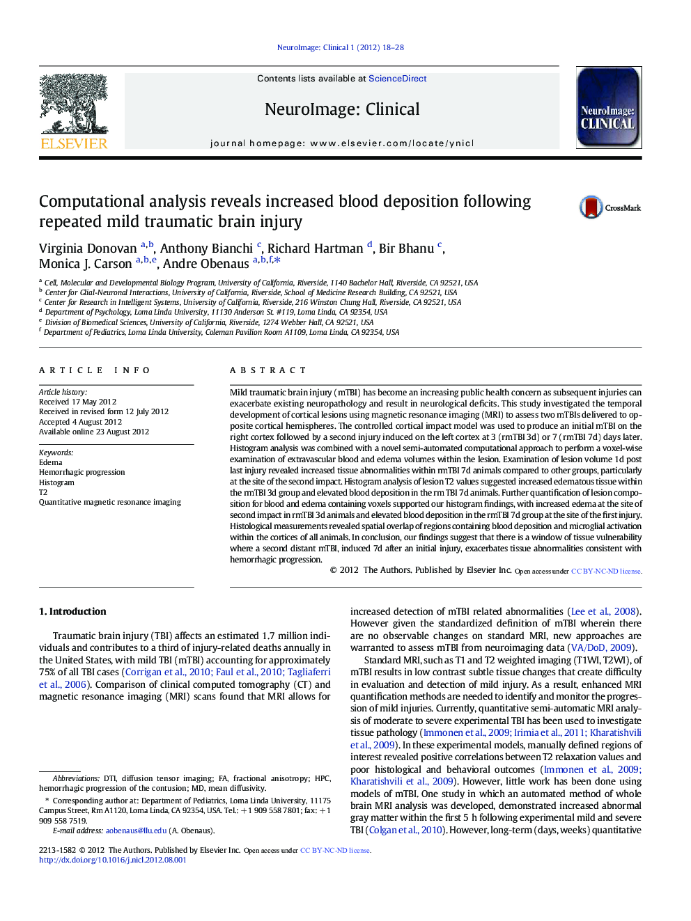 Computational analysis reveals increased blood deposition following repeated mild traumatic brain injury