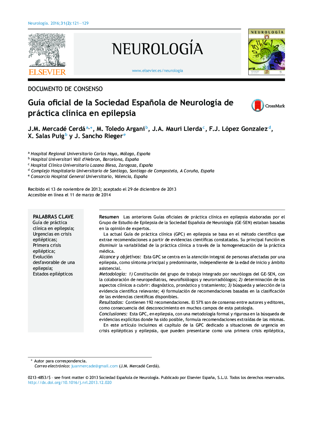 Guía oficial de la Sociedad Española de Neurología de práctica clínica en epilepsia