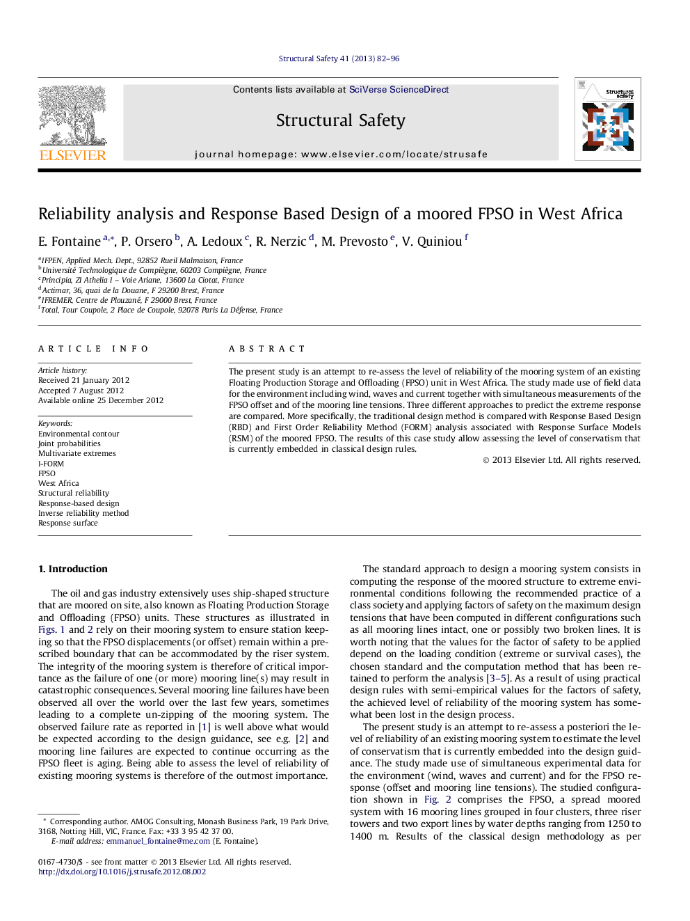 Reliability analysis and Response Based Design of a moored FPSO in West Africa