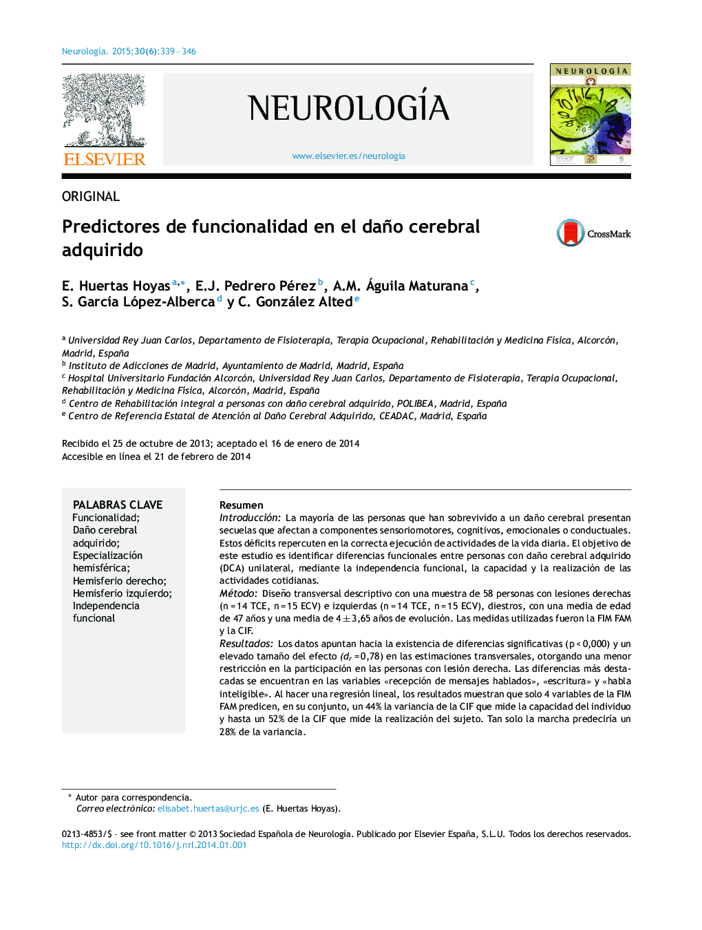 Predictores de funcionalidad en el daño cerebral adquirido