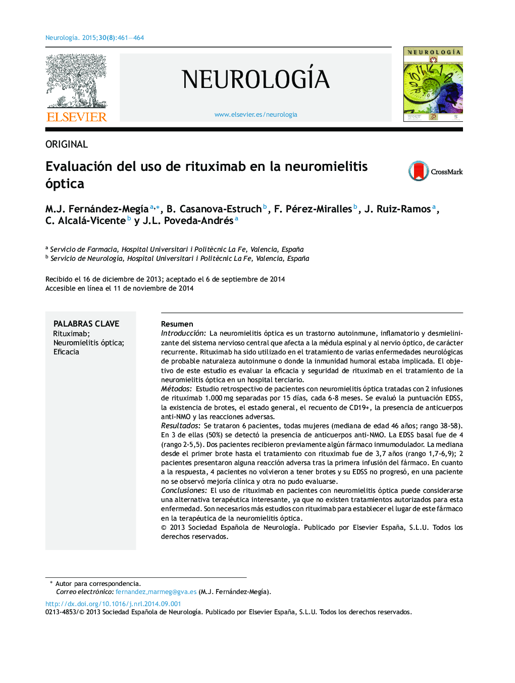 Evaluación del uso de rituximab en la neuromielitis óptica