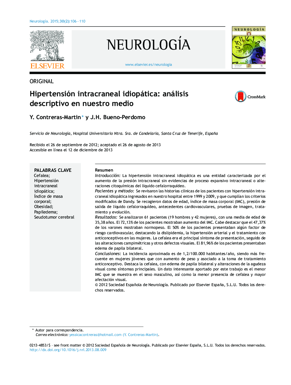 Hipertensión intracraneal idiopática: análisis descriptivo en nuestro medio