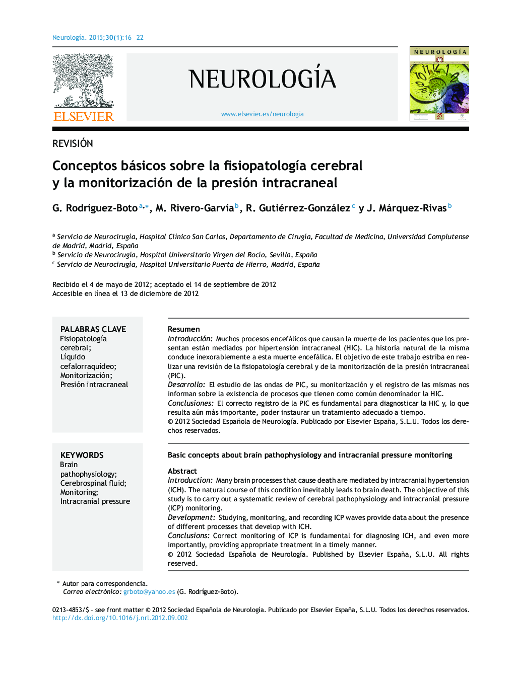 Conceptos básicos sobre la fisiopatología cerebral y la monitorización de la presión intracraneal