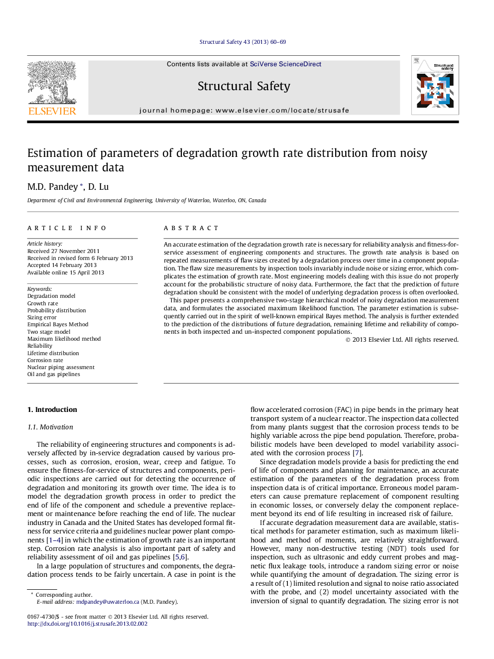 Estimation of parameters of degradation growth rate distribution from noisy measurement data