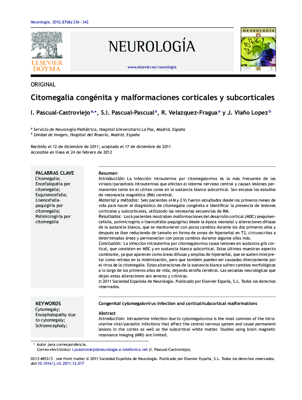 Citomegalia congénita y malformaciones corticales y subcorticales