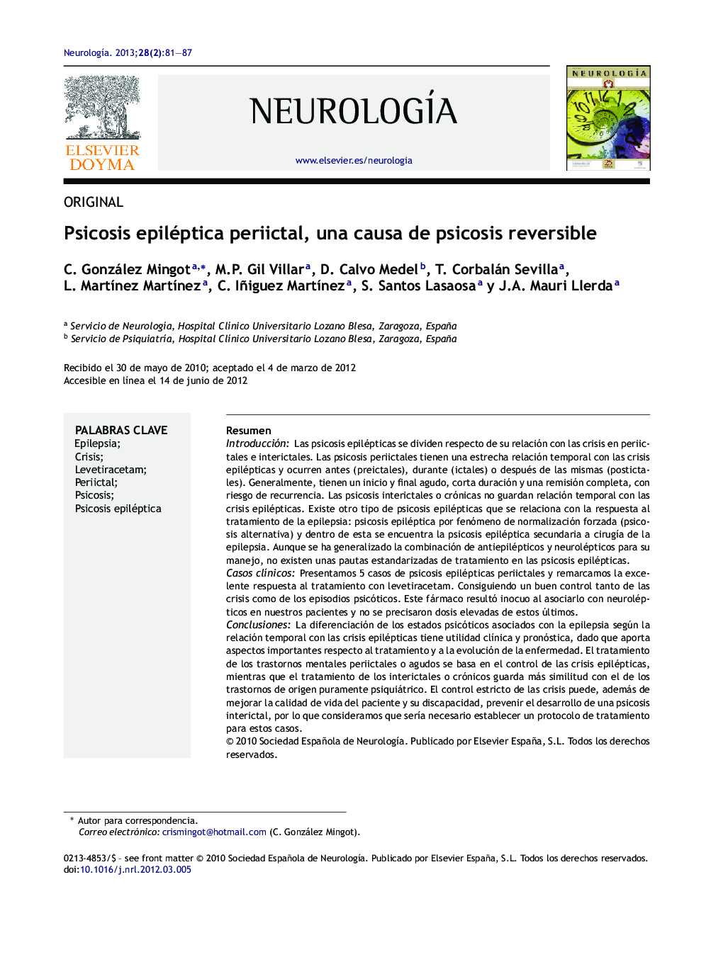 Psicosis epiléptica periictal, una causa de psicosis reversible