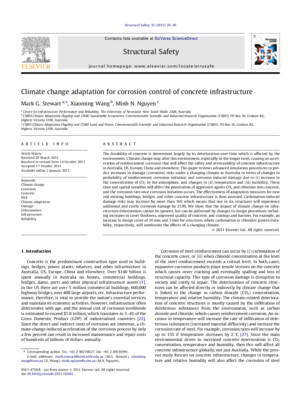 Climate change adaptation for corrosion control of concrete infrastructure