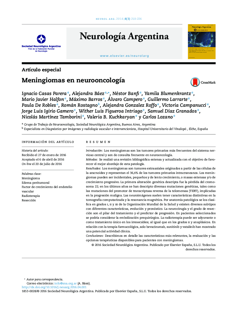 Meningiomas en neurooncologÃ­a