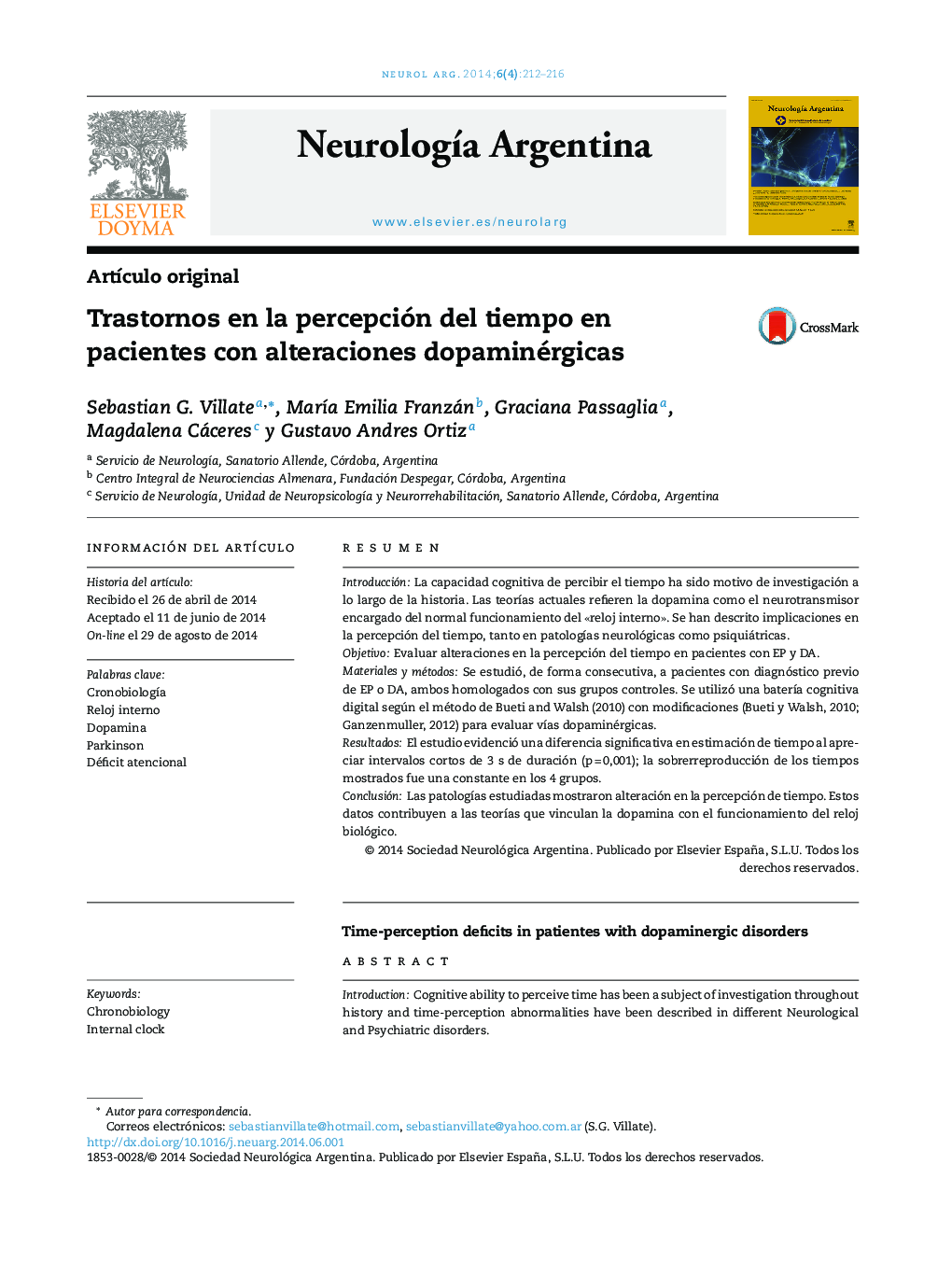 Trastornos en la percepción del tiempo en pacientes con alteraciones dopaminérgicas