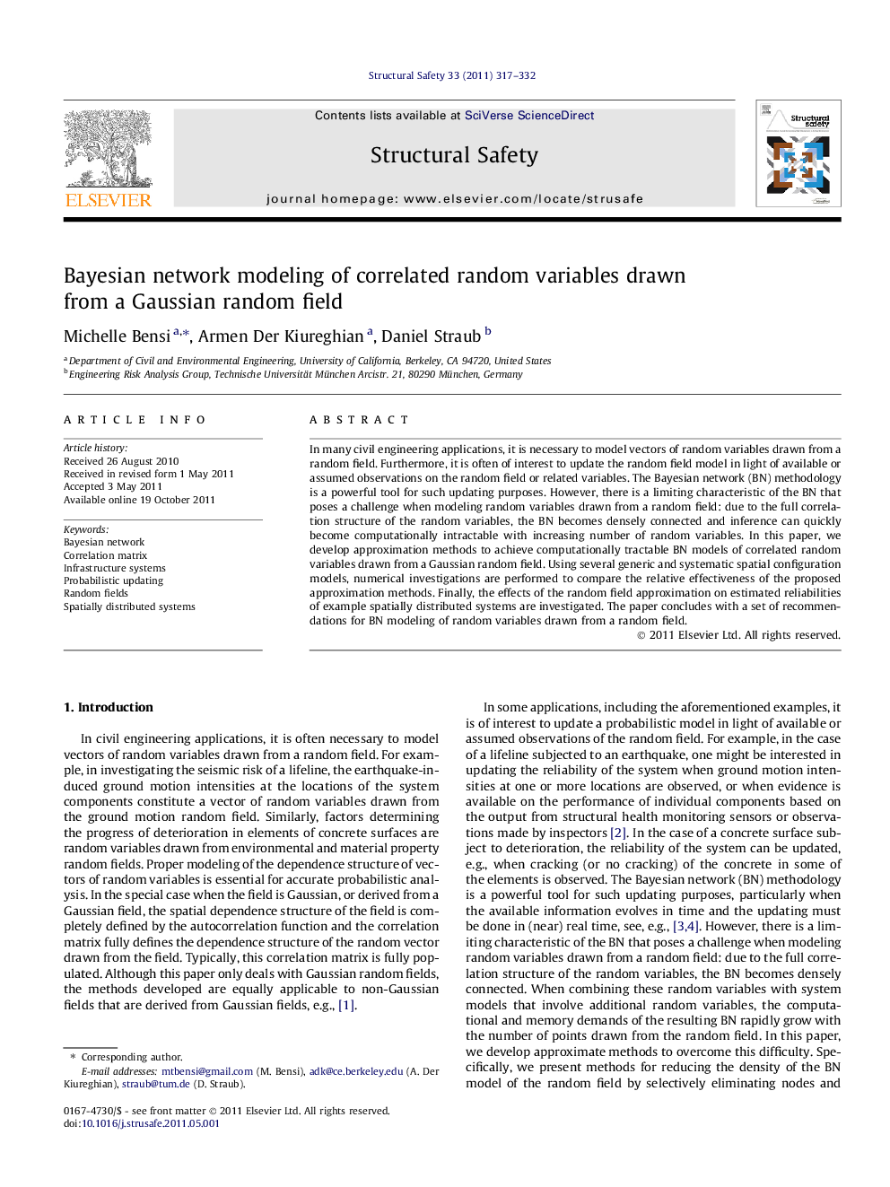 عکس صفحه اول مقاله: Bayesian network modeling of correlated random variables drawn from a Gaussian random field Bayesian network modeling of correlated random variables drawn from a Gaussian random field