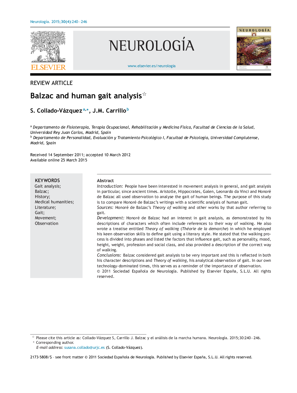 Balzac and human gait analysis 