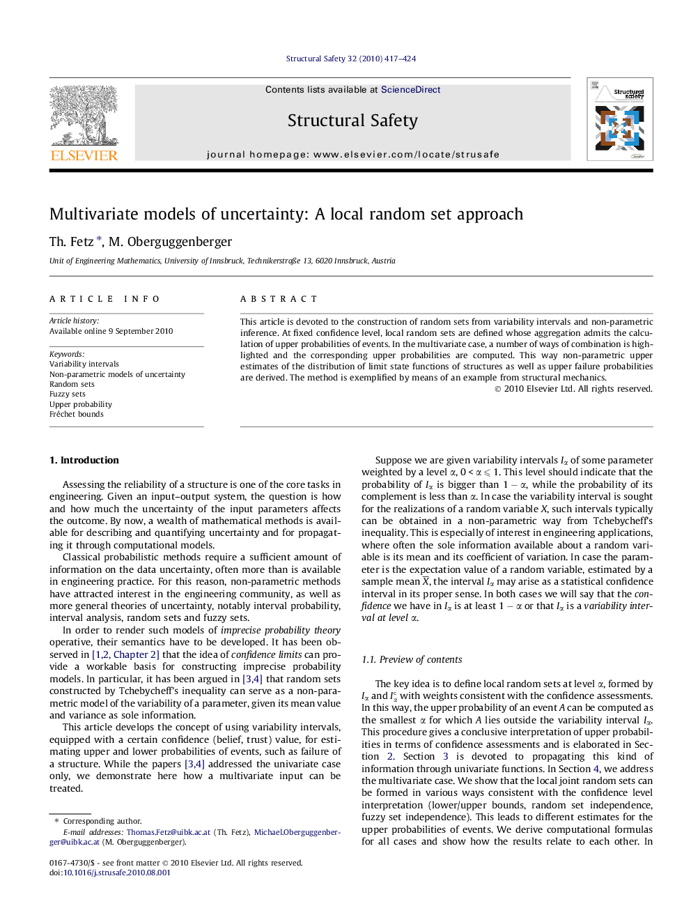 Multivariate models of uncertainty: A local random set approach